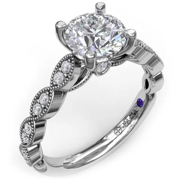 Fana Vintage Style Marquise Side Design Engagement Ring