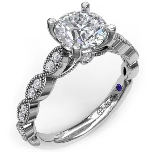 Fana Vintage Style Marquise Side Design Engagement Ring