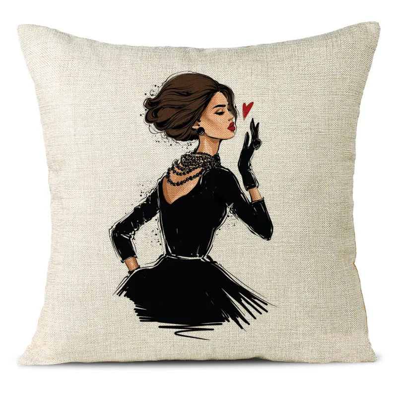 Fashion Delicate Girl Linen Pillowcase
