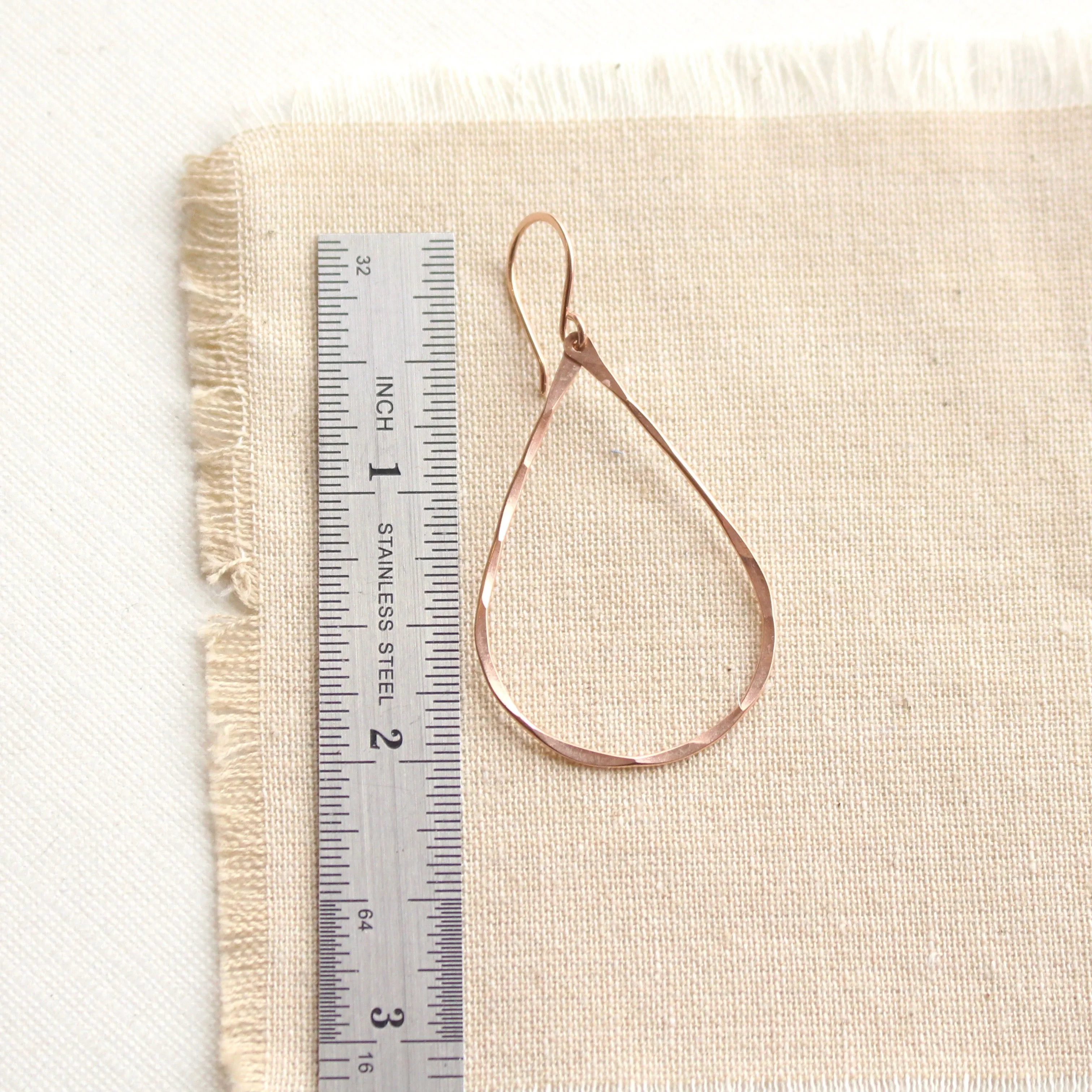 Forged Gold Teardrop Hoop Earrings