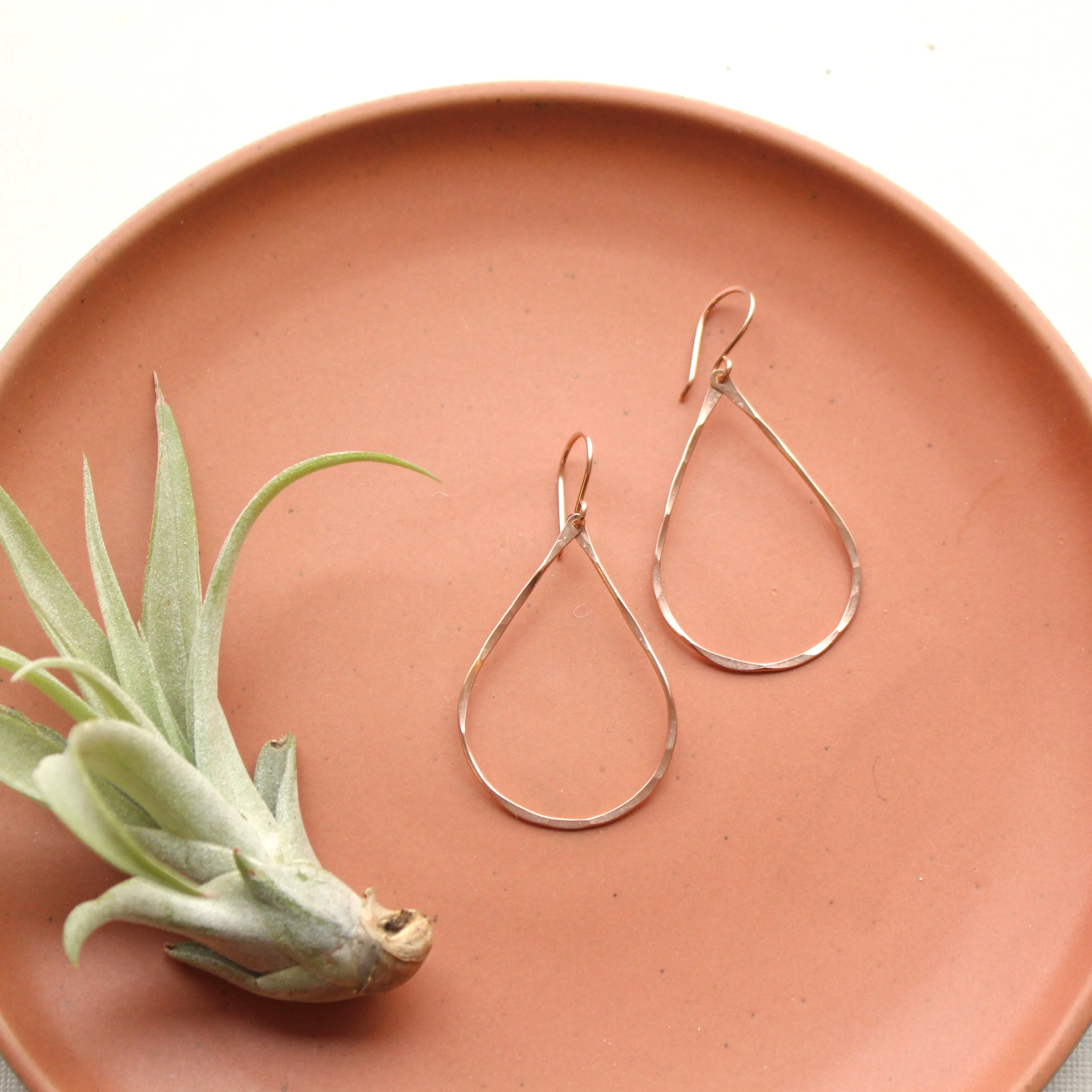 Forged Gold Teardrop Hoop Earrings