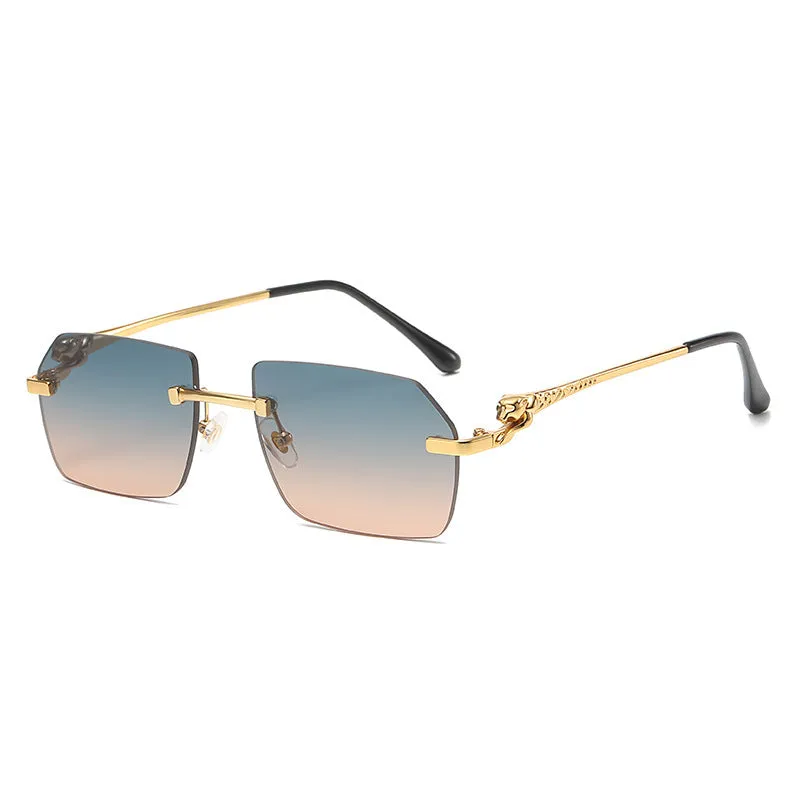 Frameless Trimming Leopard Head Sunglasses