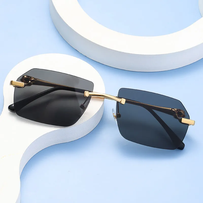 Frameless Trimming Leopard Head Sunglasses