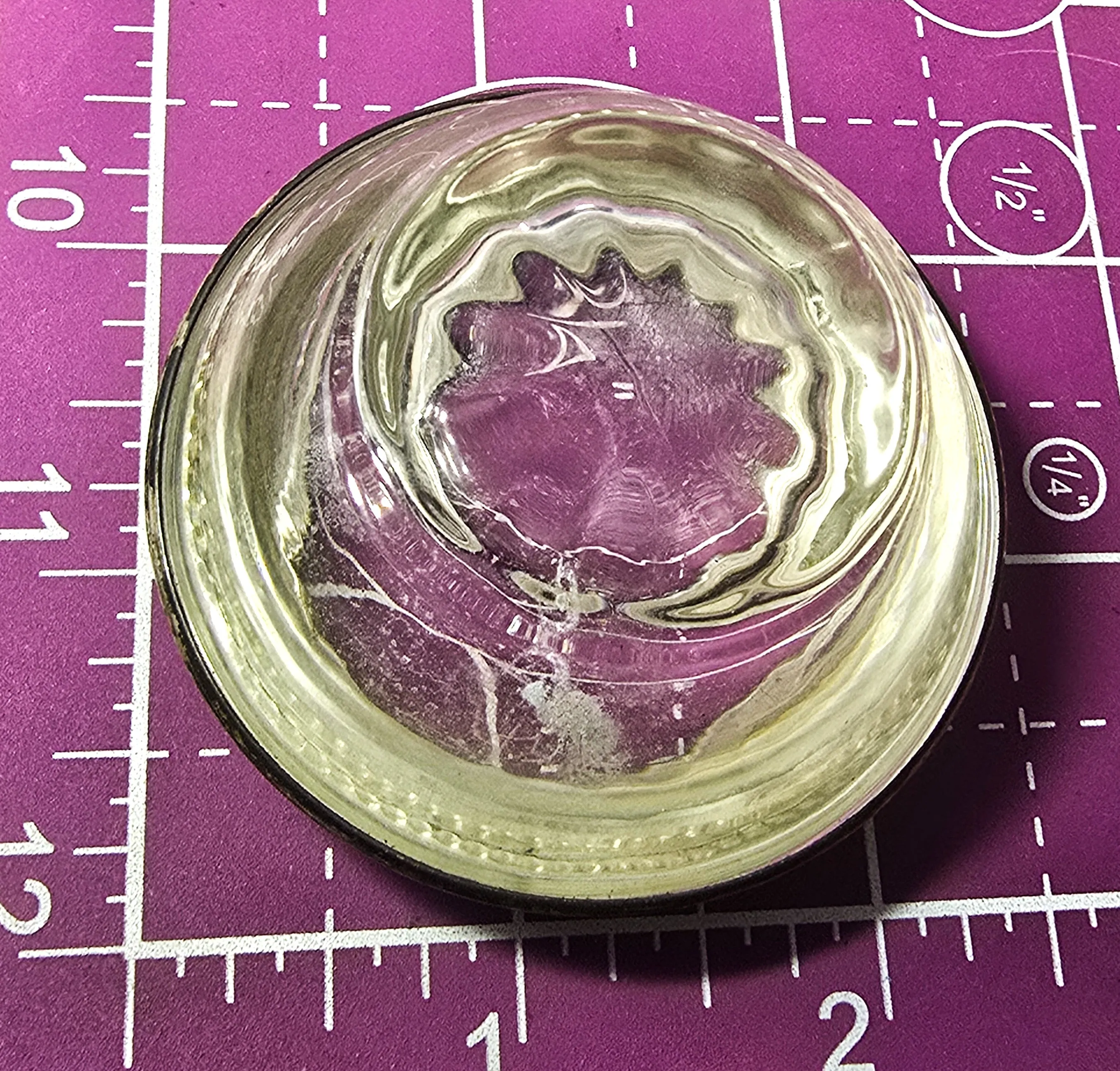 Frank M Whiting Manganese glass sterling silver lipped vintage table top salt cellar