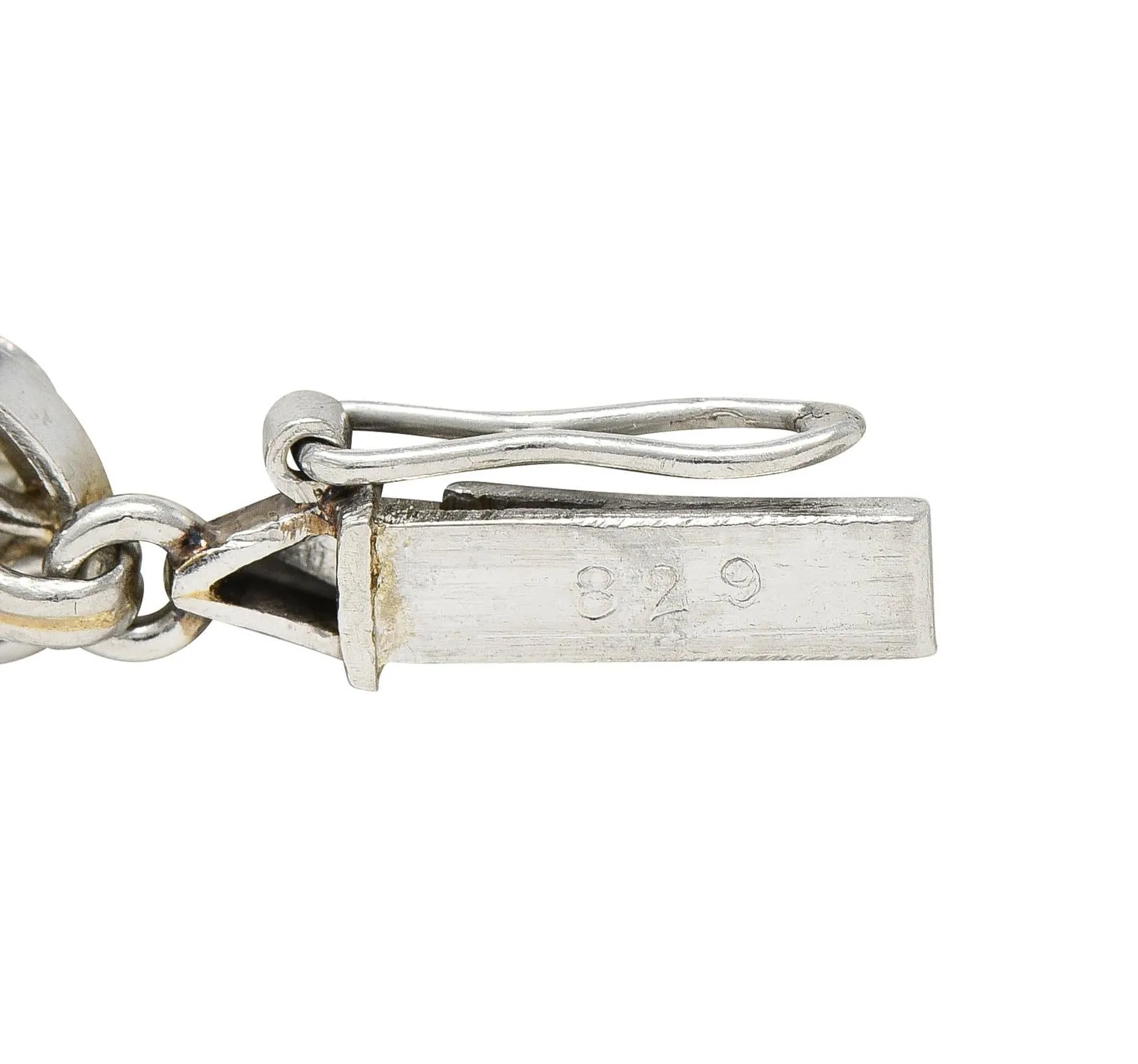 French Art Deco Old European Cut Diamond Platinum Vintage Fancy Link Line Bracelet