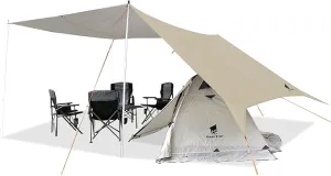GEERTOP Large Camping Tent Tarp 17 x 10 ft Outdoor Waterproof Hammock Rain Fly Backpacking Tent Tarp Shelter for Survival Travel Khaki (Not Includes Poles)