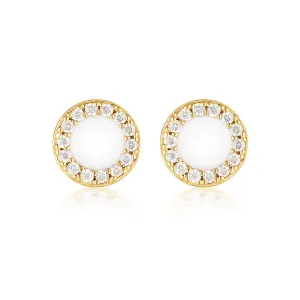 GEORGINI REFLECTION ENAMEL STUD EARRINGS GOLD & WHITE