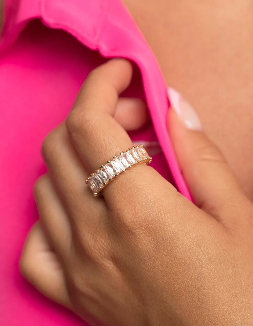Gold Cubic Zirconia Baguette Ring