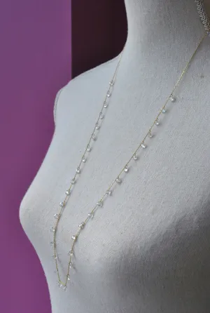 GOLD LONG NECKLACE WITH CRYSTALS CHARMS