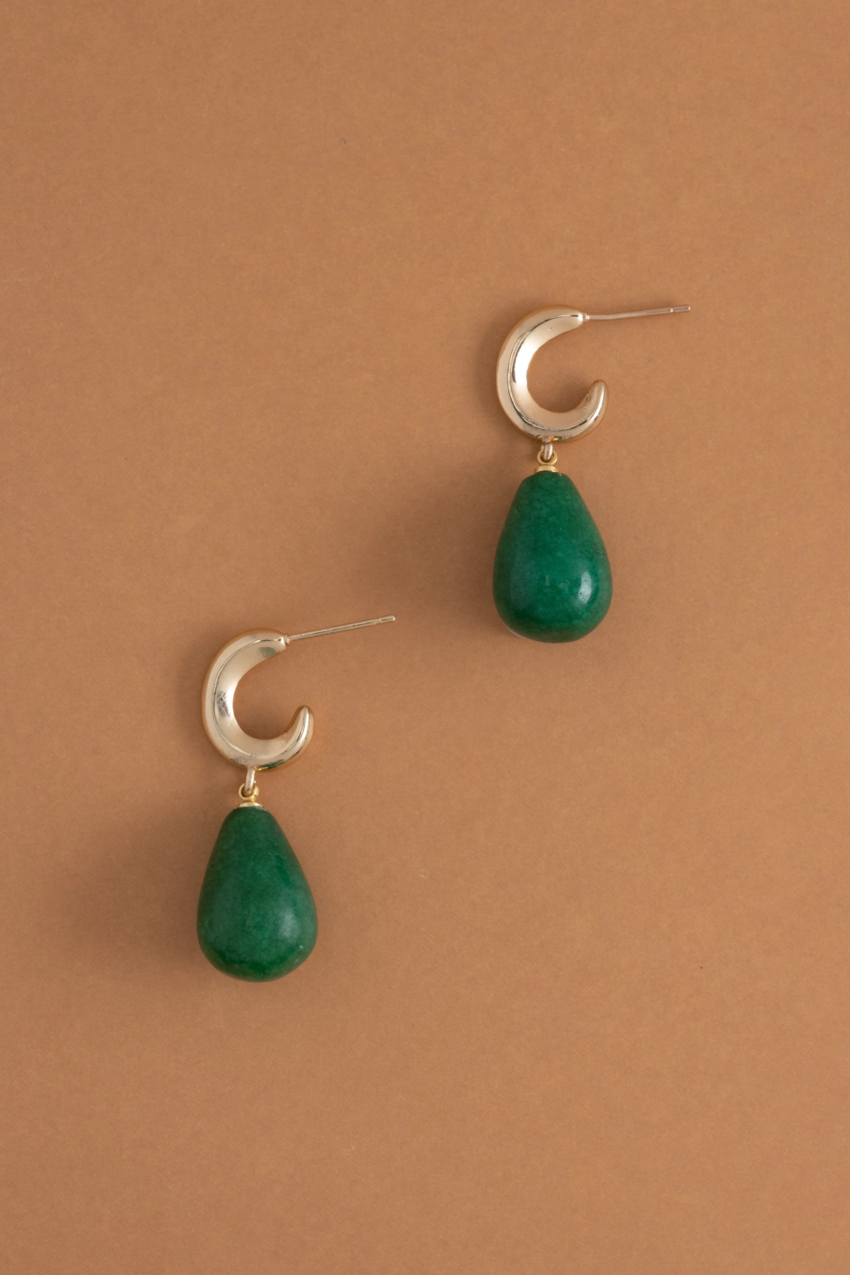 Green C-Hook Earrings