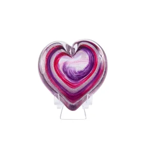 Hand Blown Glass Cremation Heart with Ashes | Royal Ruby