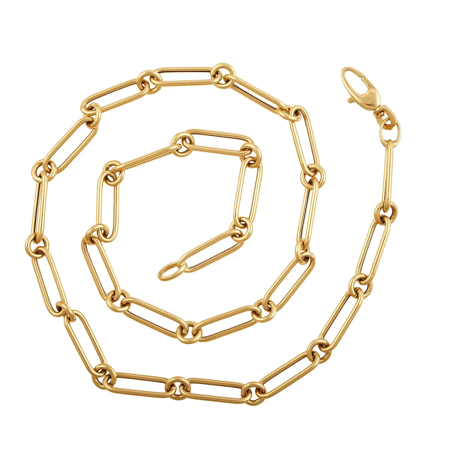Handmade Link Chain Design Delicate Necklace In 14k Yellow Gold