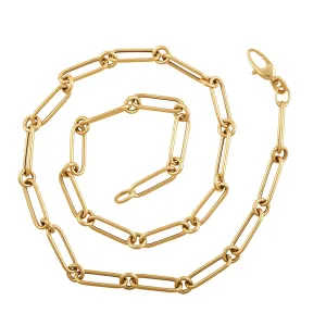 Handmade Link Chain Design Delicate Necklace In 14k Yellow Gold