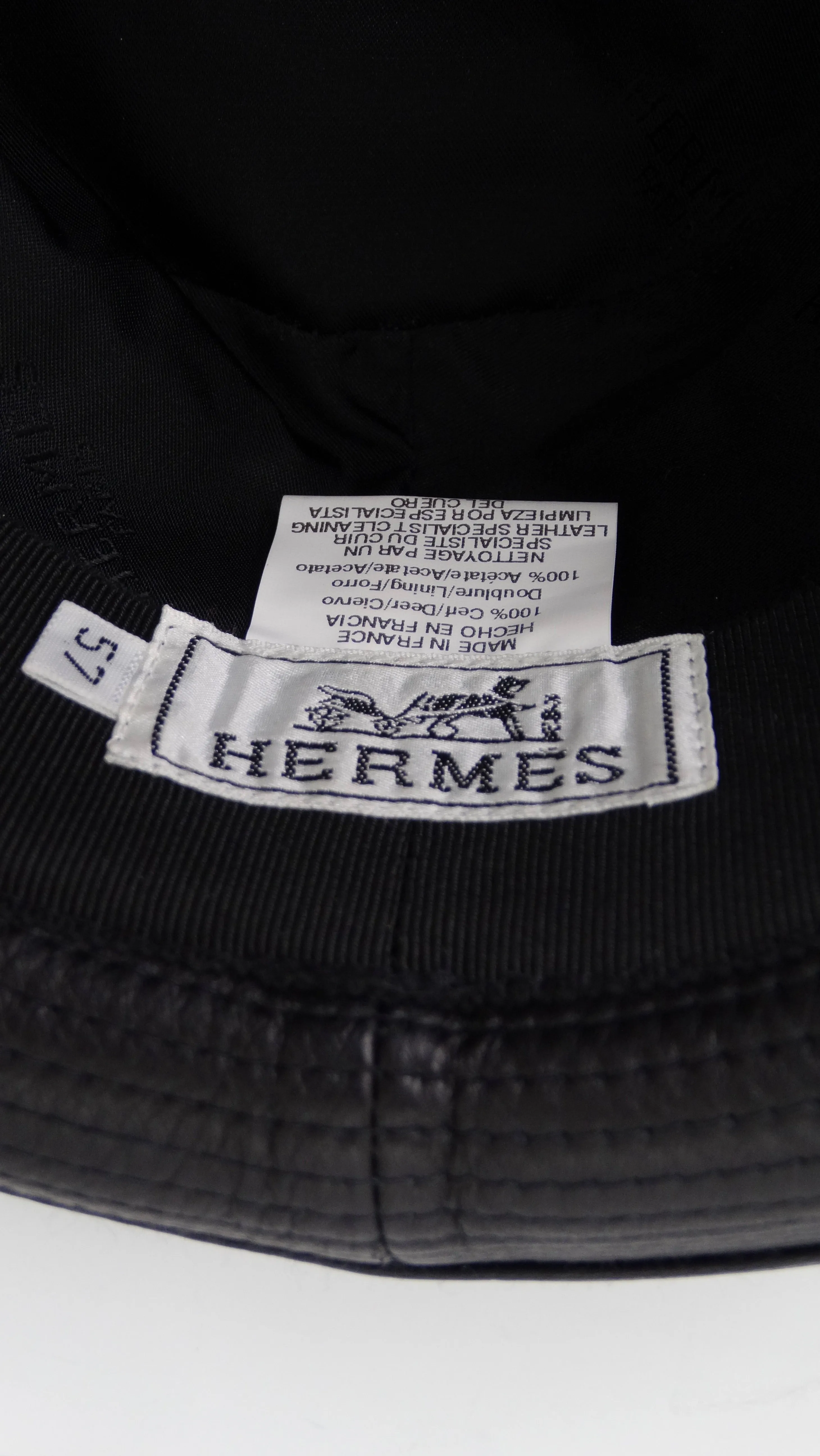Hermes Clémence Leather Hat in Black Taurillon