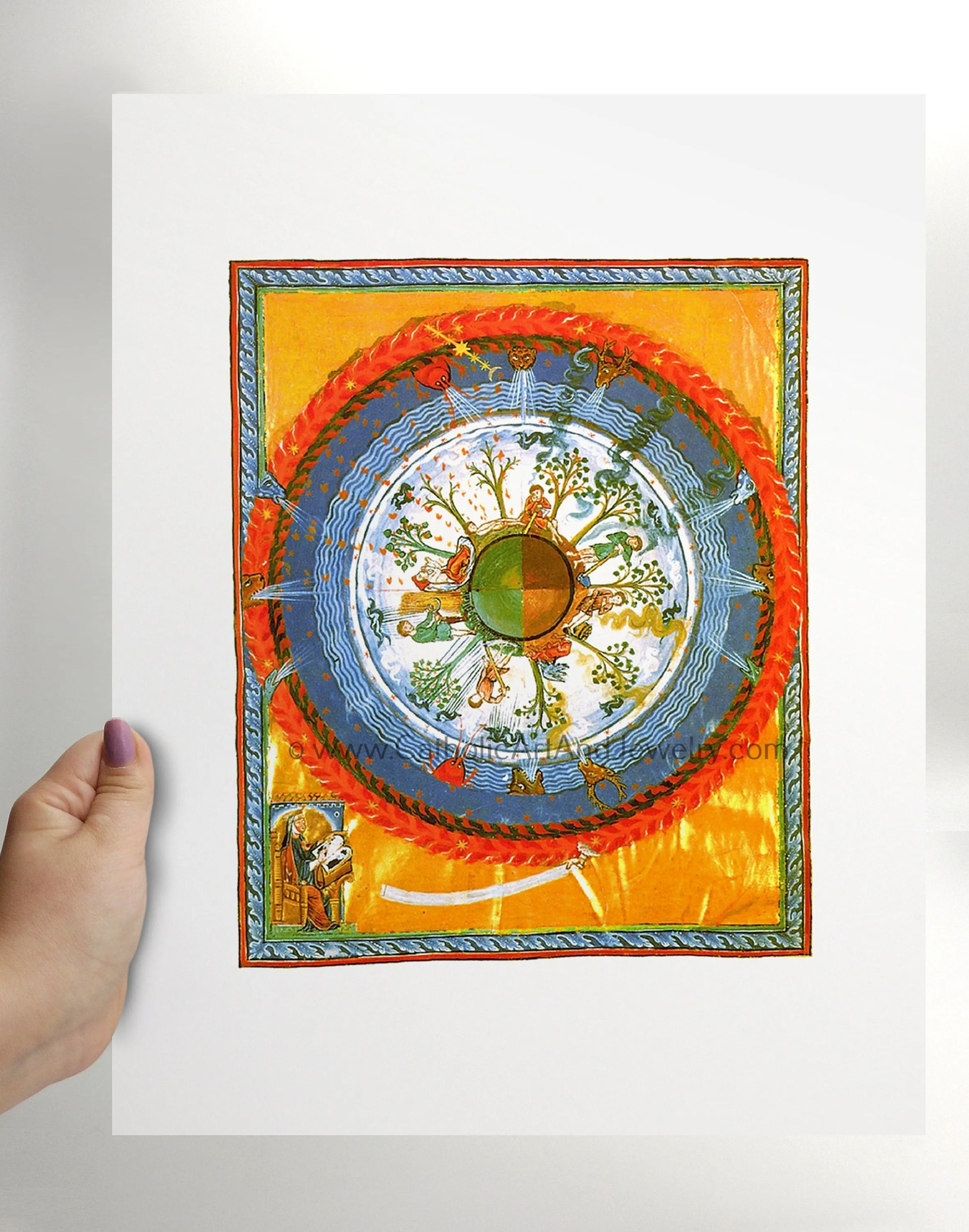 Hildegard of Bingen – "Cosmos, Body, and Soul" – Catholic Art Print – Mystic Visions – Archival Quality – Catholic Gift