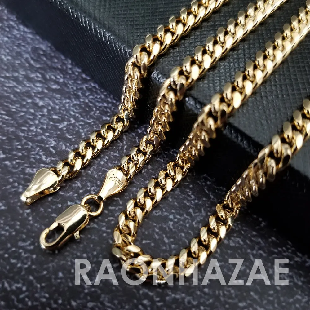 Hip Hop Blinged Out Ankh Cross Pendant w/ 5mm Miami Cuban Chain