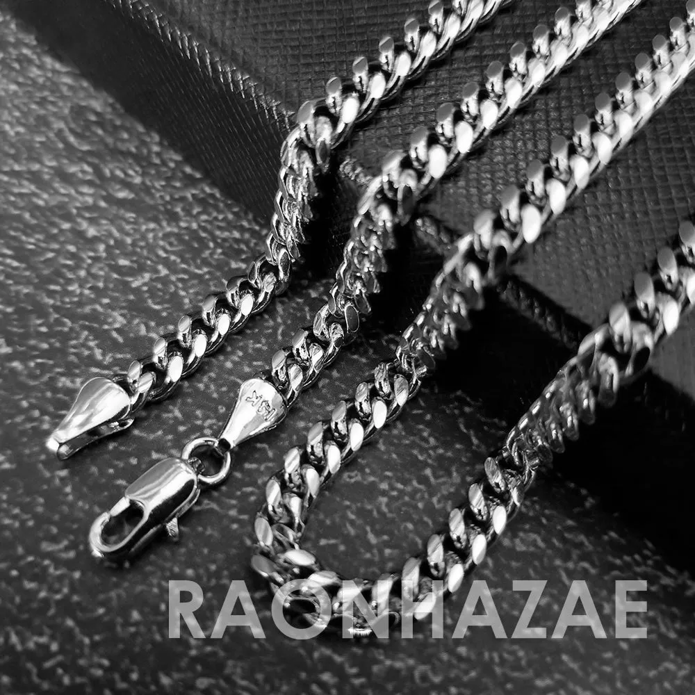 Hip Hop Blinged Out Dog Tag Pendant w/ 5mm Miami Cuban Chain