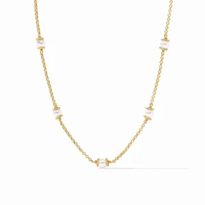 Hydra Delicate Station Necklace in Pearl