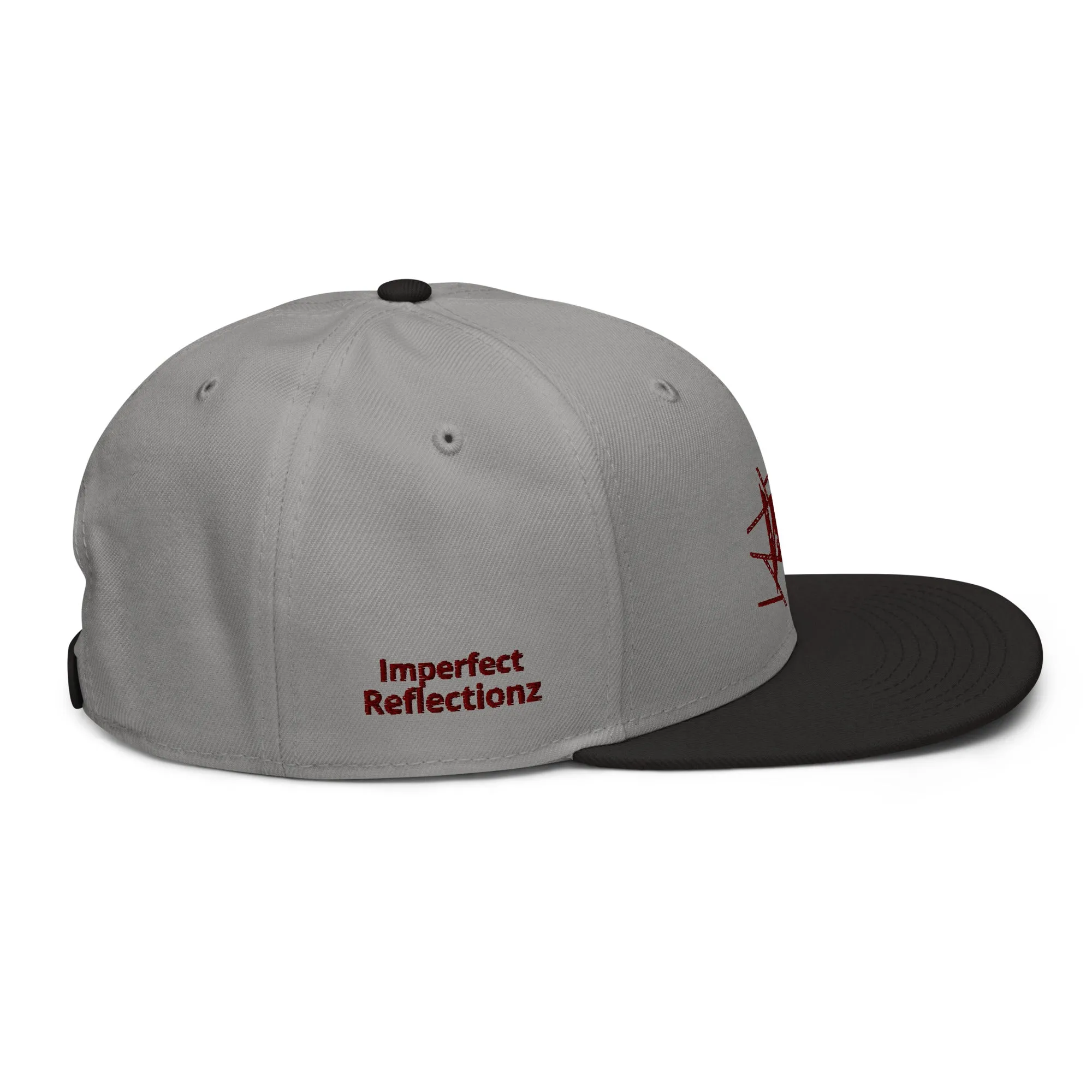 IR Snapback Hat with burgundy logo