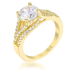 Irine Round CZ Gold Engagement Ring | 2.5ct | 14k Gold