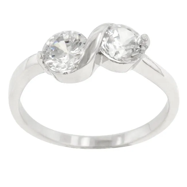 Isoka Two Stone  Fashion Ring | 1ct | Cubic Zirconia | Sterling Silver
