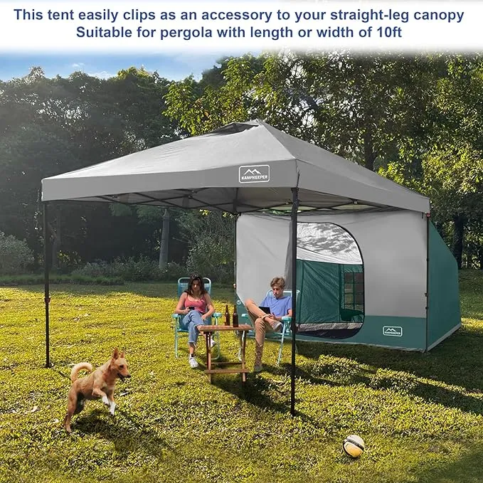KAMPKEEPER Side Tent,Camping Tent for 10' x 10' Pop Up Canopy, Easy Set Up Gazebo,Compatible with 10' Wide Canopy Tents