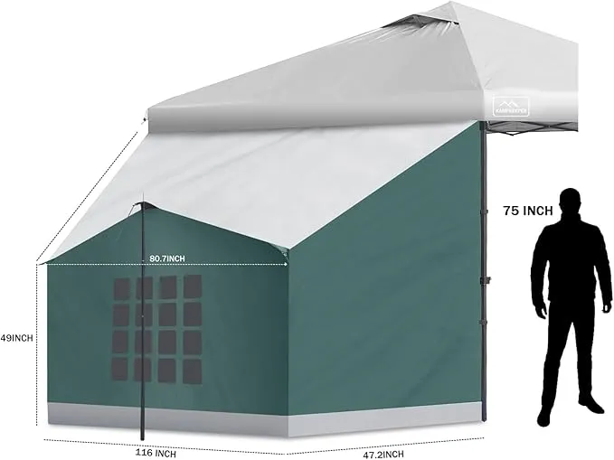 KAMPKEEPER Side Tent,Camping Tent for 10' x 10' Pop Up Canopy, Easy Set Up Gazebo,Compatible with 10' Wide Canopy Tents