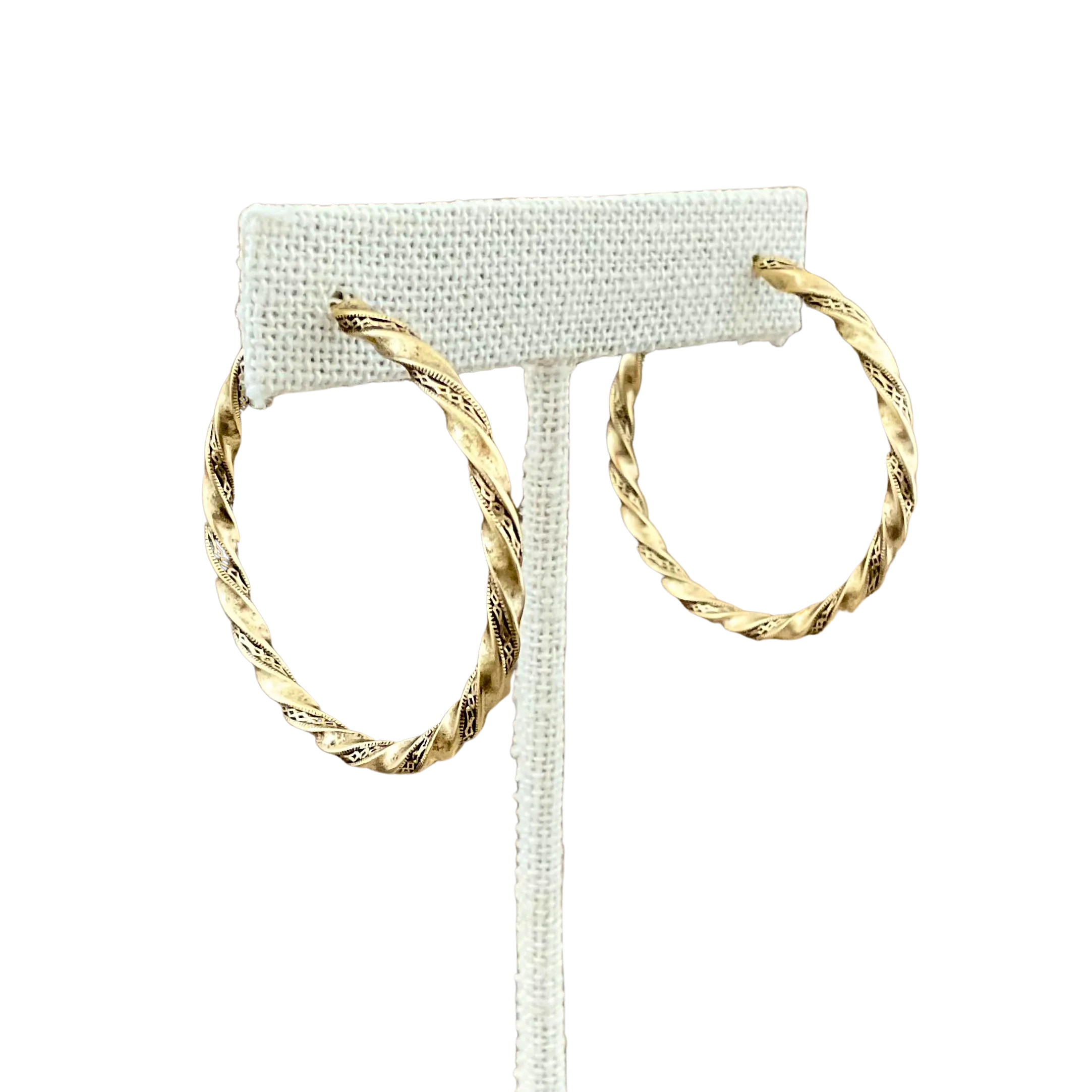 Large Gold Plated Vintage Hoop Earrings