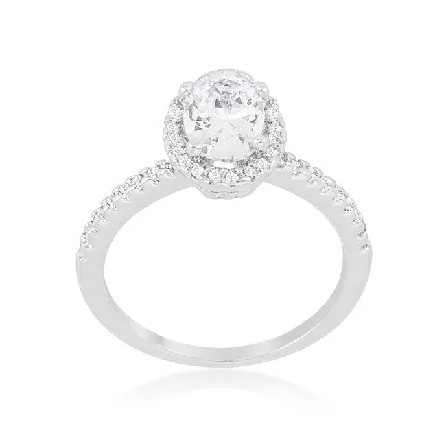 Laveda 1.3ct  Oval Halo Solitaire Engagement Ring | 2.3ct