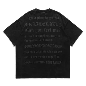 【LawFoo】Vintage Letter Graphic Washed T-Shirt