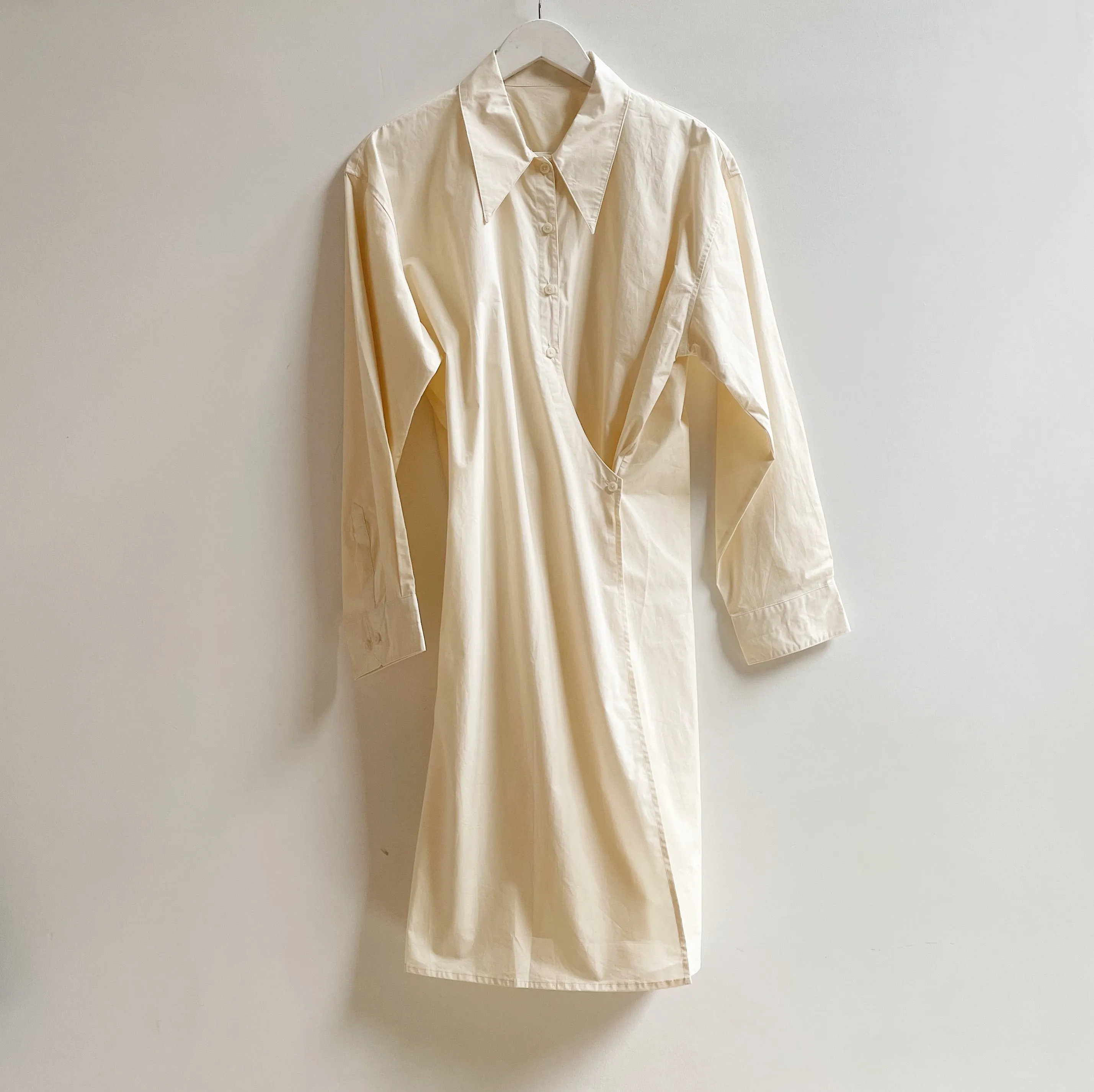 Lemaire Cream Cotton Asymmetrical Dress