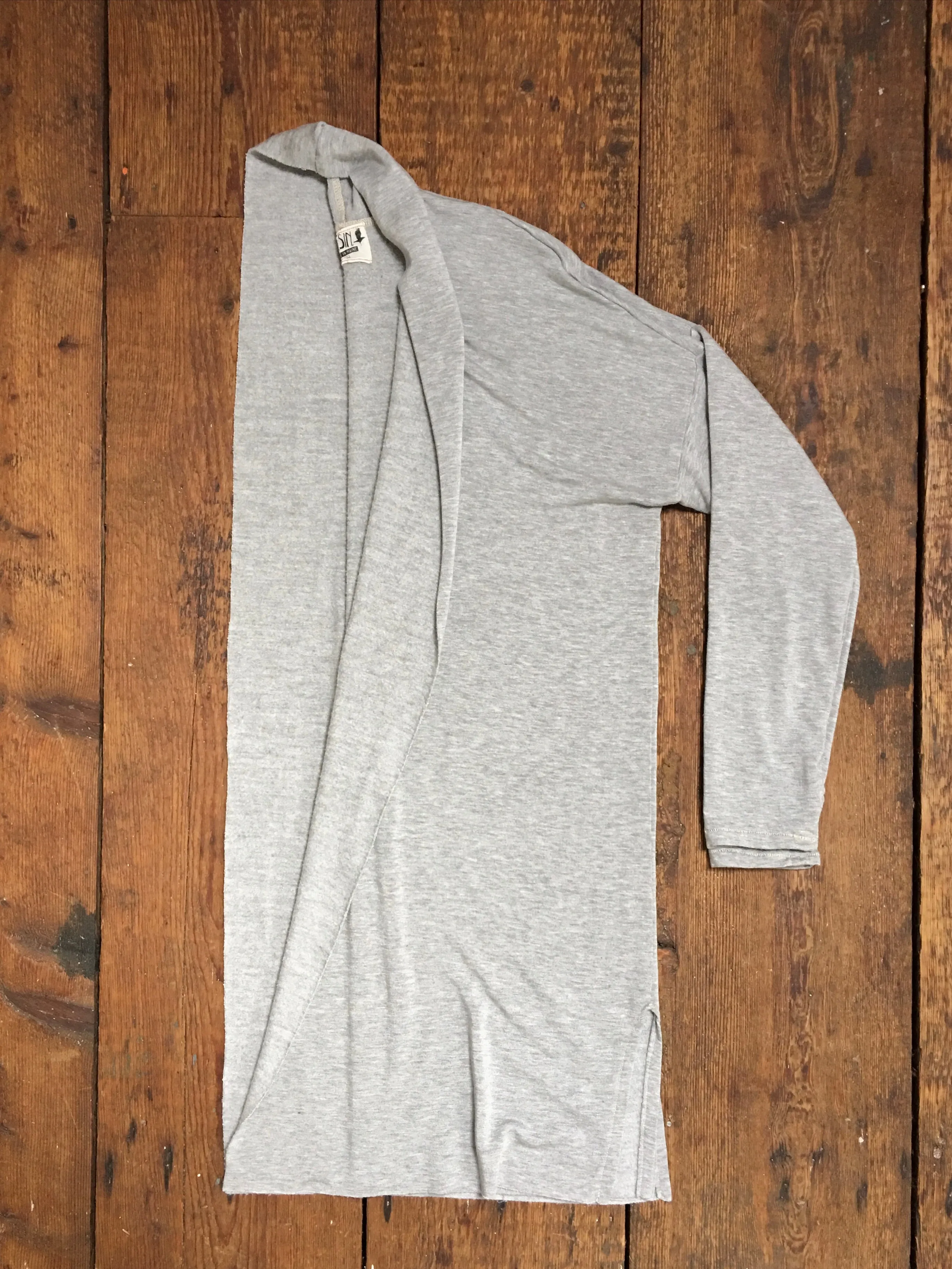 long tencel cardigan with thumb holes in heather