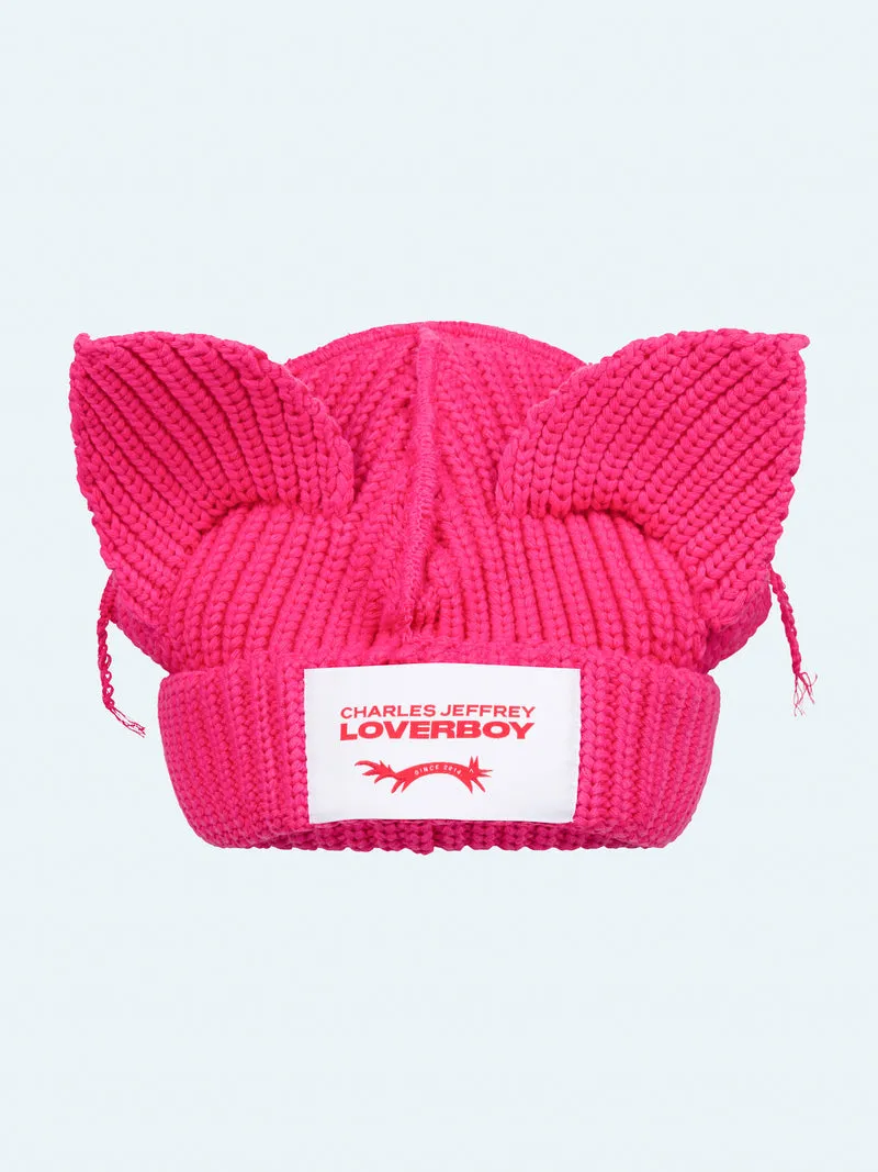 LOVERBOY BY CHARLES JEFFREY CHUNKY EARS BEANIE PINK