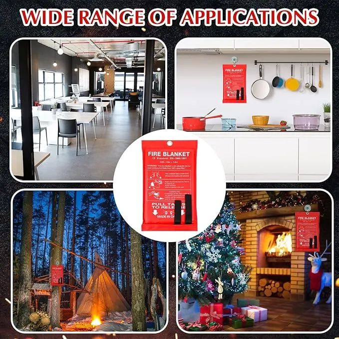 Macarrie 6 Pack 39” x 39” Fire Blanket Emergency Fire Blanket for Home and Kitchen Suppression Blanket Safety Fiberglass Fireproof Blanket Survival for Fireplace Car Office Camping (Red)