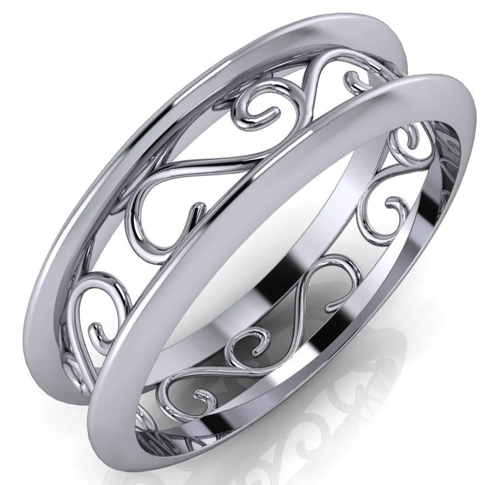 Marie Classic Pattern Design Filigree Eternity Wedding Band