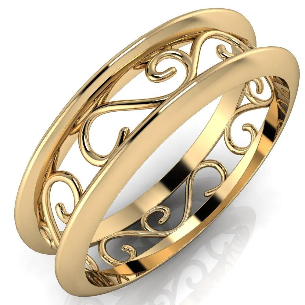 Marie Classic Pattern Design Filigree Eternity Wedding Band