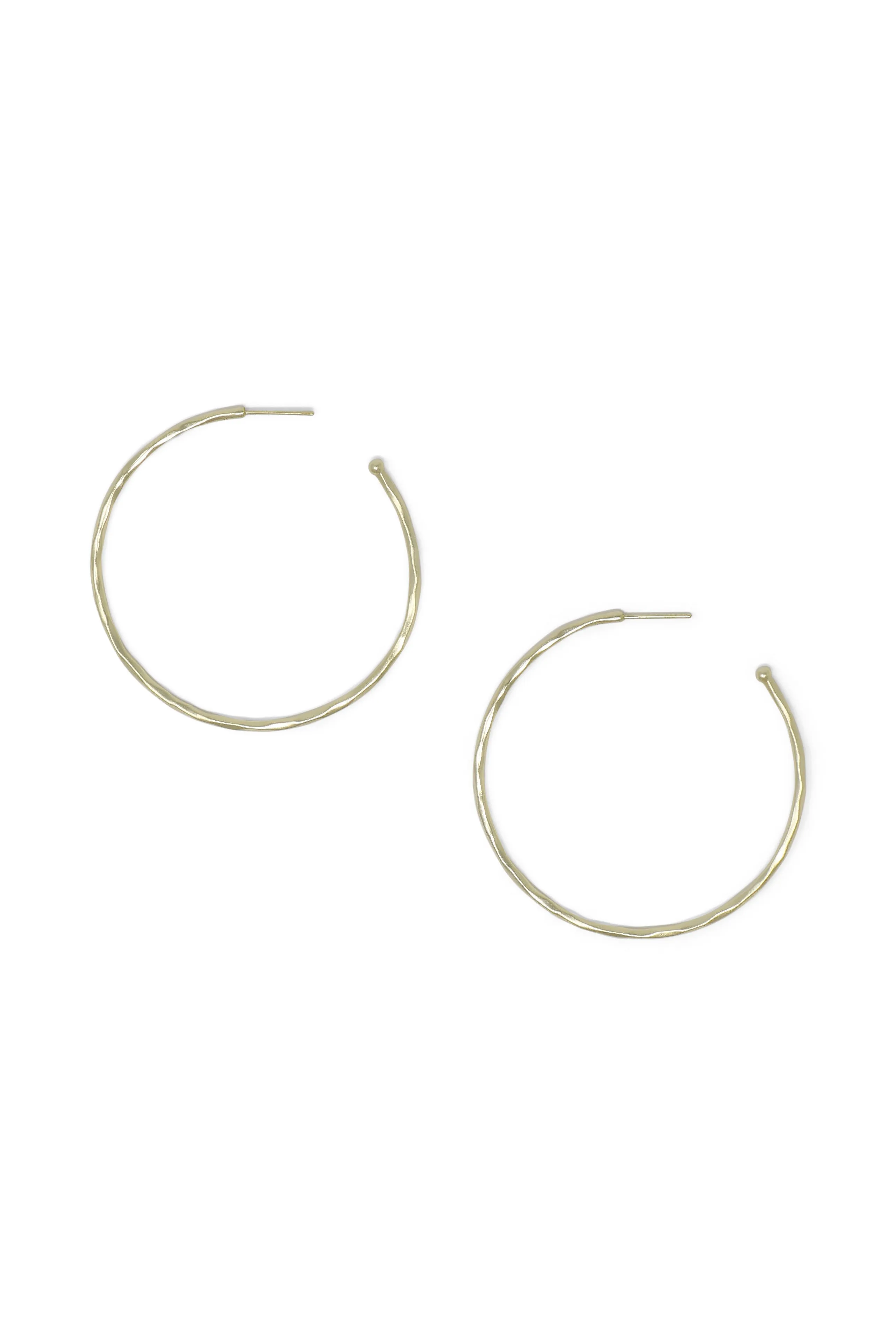 Matte Hammered Gold Hoops, Large