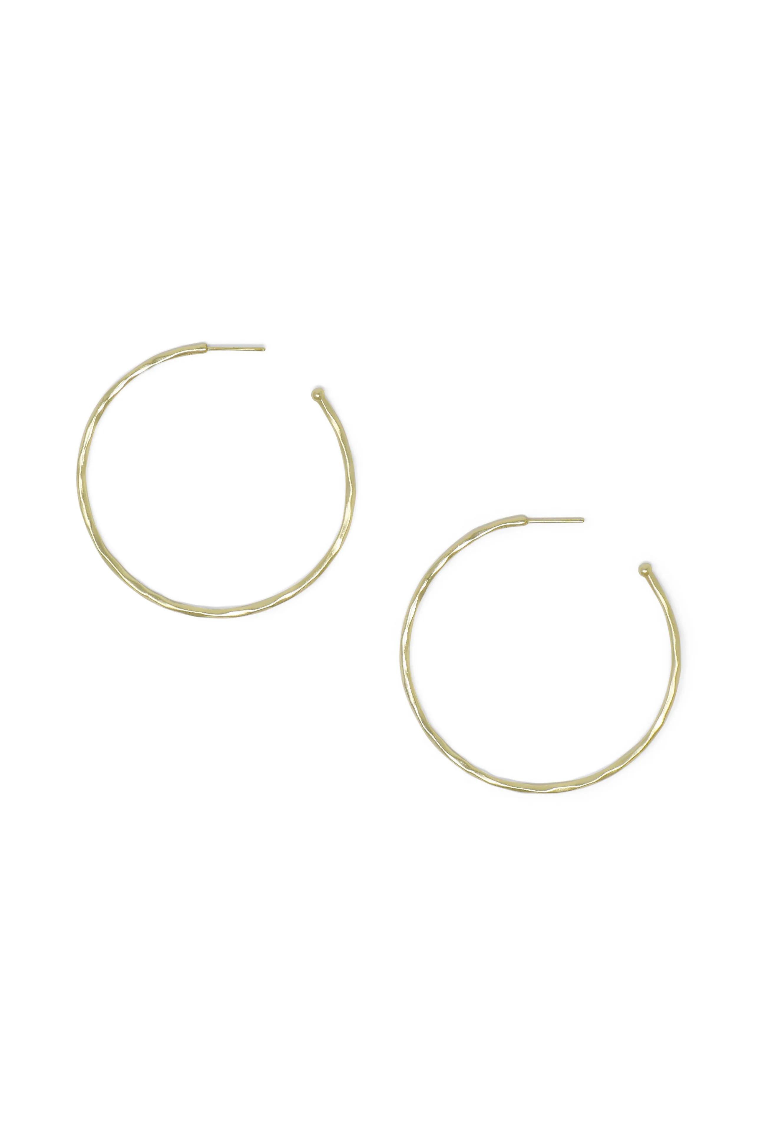 Matte Hammered Gold Hoops, Medium