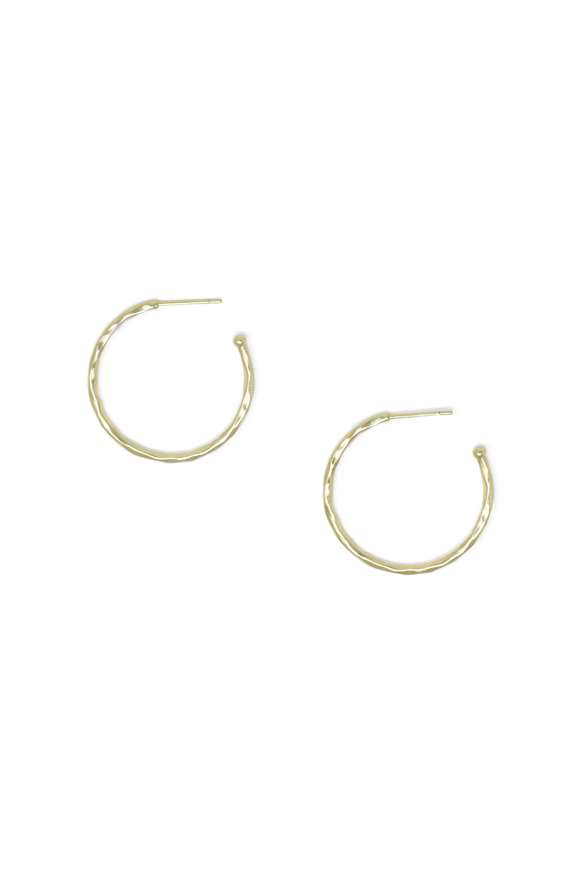 Matte Hammered Gold Hoops, Small