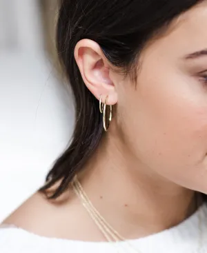 Matte Hammered Gold Hoops, Small