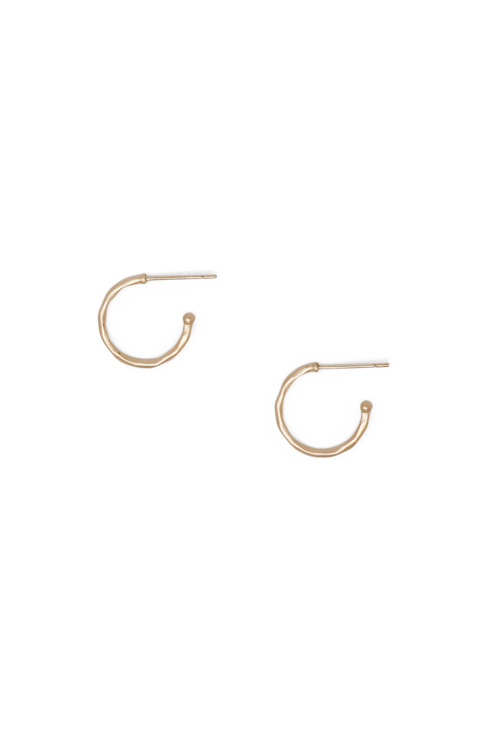 Matte Hammered Rose Gold Hoops, Petite