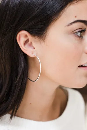 Matte Hammered Silver Hoops, Large