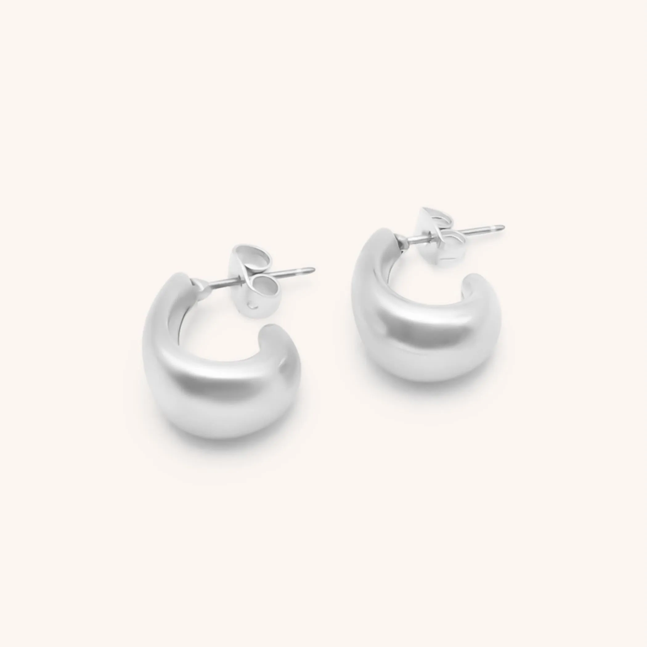 Medium Chunky Half Hoops, Silver