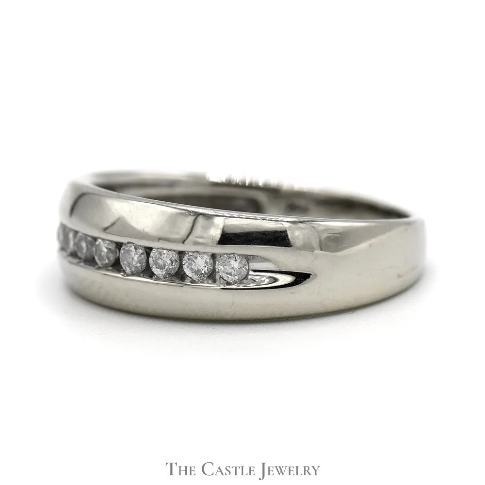 Men's 1/4cttw Nick Set Diamond Wedding Band in 14k White Gold