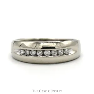 Men's 1/4cttw Nick Set Diamond Wedding Band in 14k White Gold