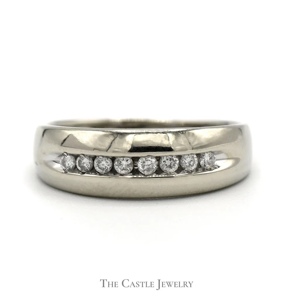 Men's 1/4cttw Nick Set Diamond Wedding Band in 14k White Gold