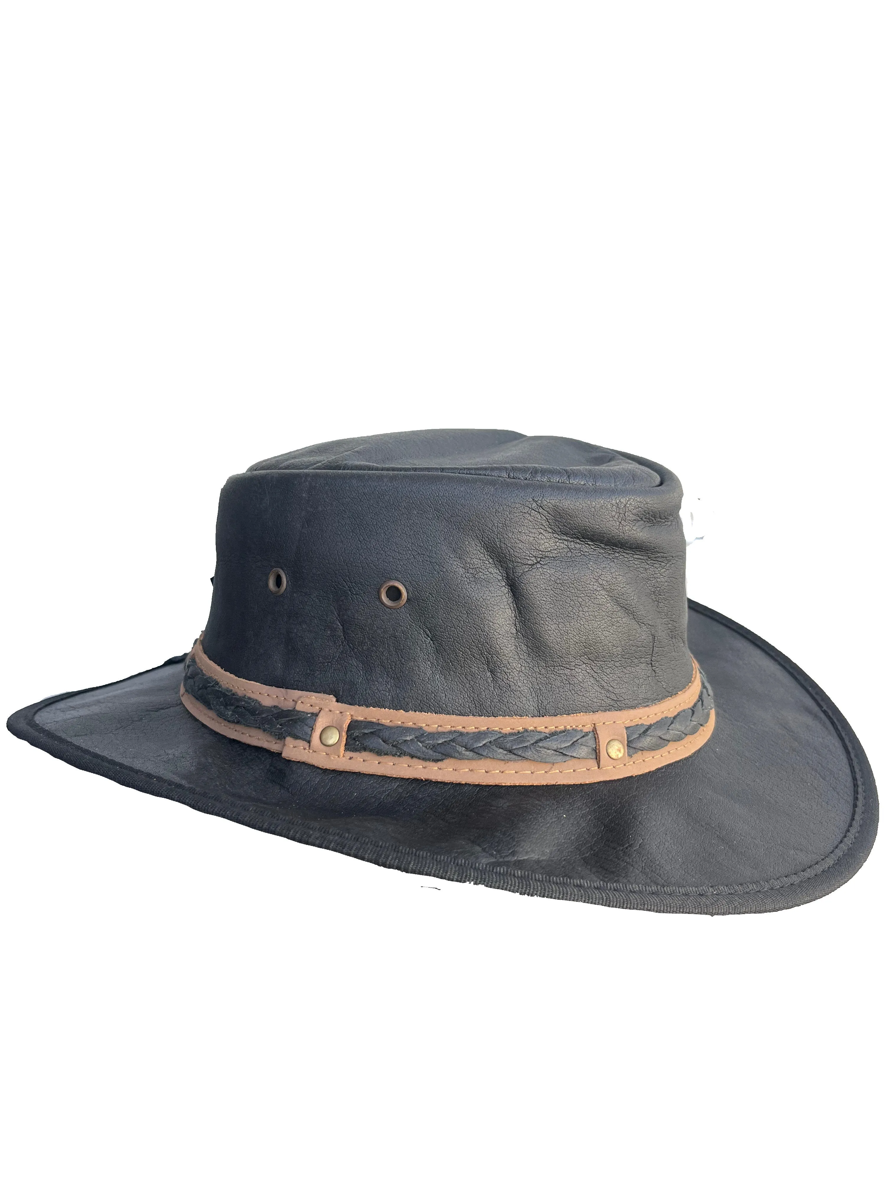 Mens Black Leather Cowboy Hats