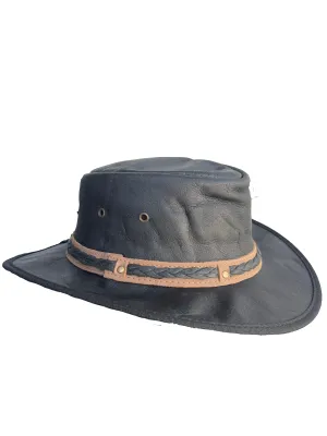 Mens Black Leather Cowboy Hats