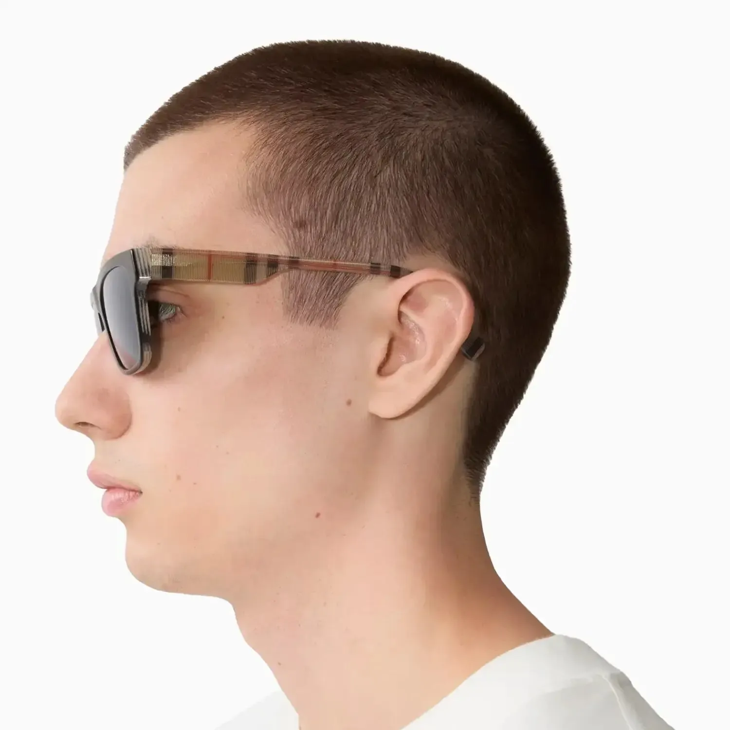 Men's Burberry Black Vintage Check Rectangular Sunglasses