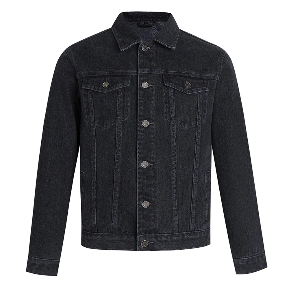 Mens Vintage Cartoon Cute king Bear Prints Denim Jacket